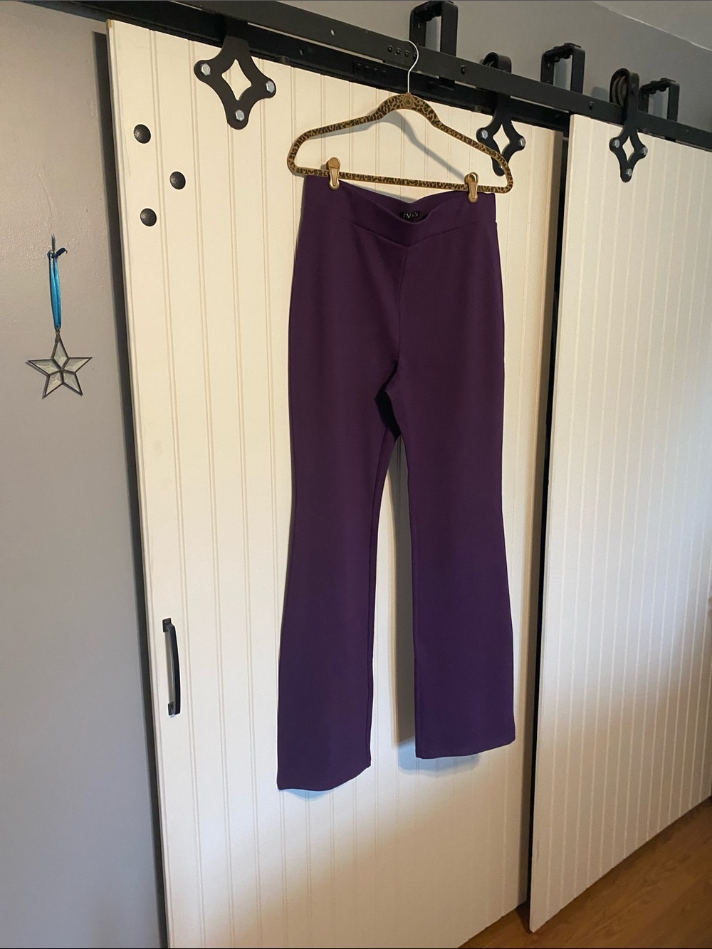 Iman 360 Ponte Perfect Purple Flare Pants Large Tall